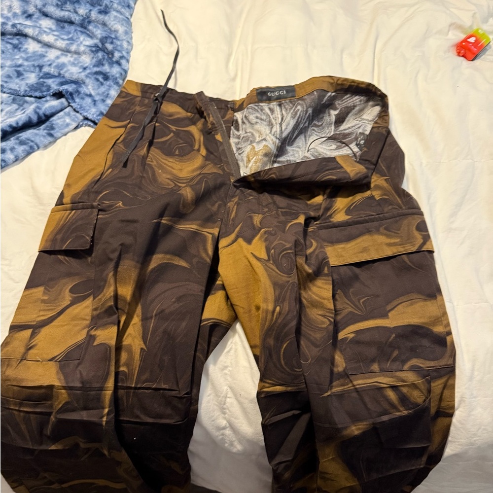 Gucci Black and Brown Marble Pattern Pants